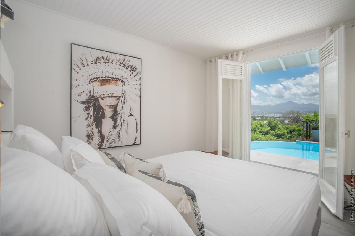 Location villa martinique - Chambre 1 vue mer